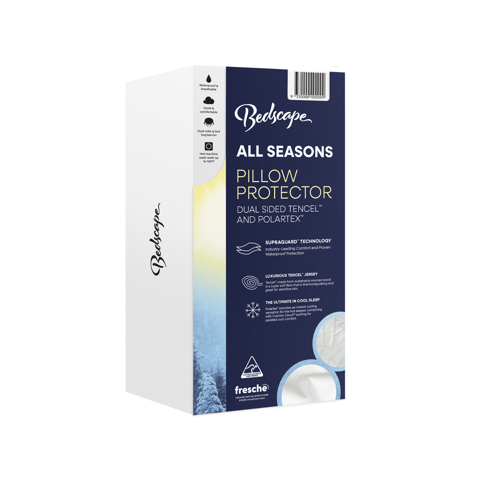 Box of Bedscape All Seasons Pillow Protector on a white background