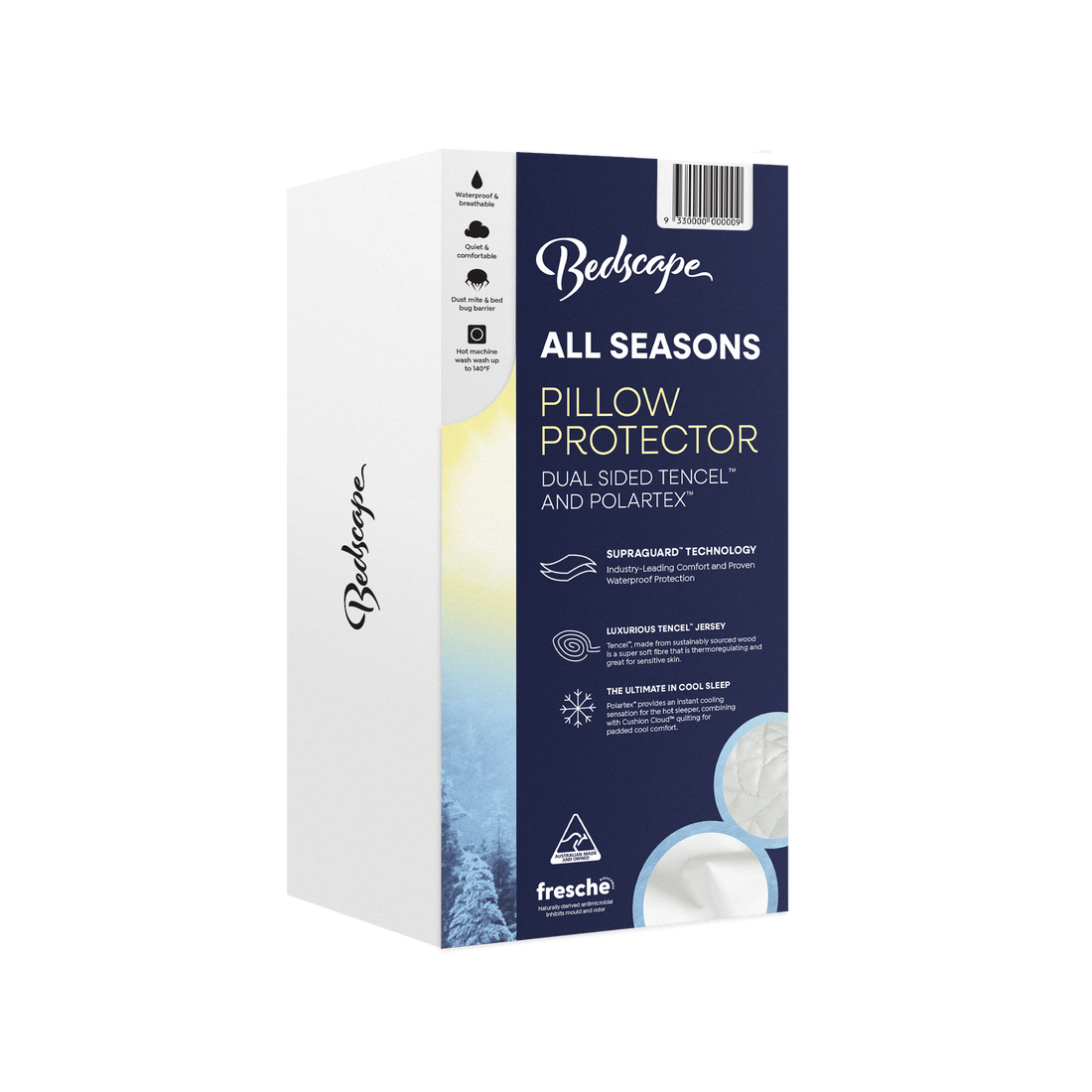 Box of Bedscape All Seasons Pillow Protector on a white background